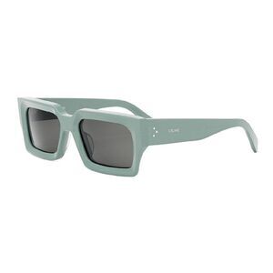 Celine Sunglasses Rectangle Full Rim, Shiny Lime Transparent Frame and Smoke